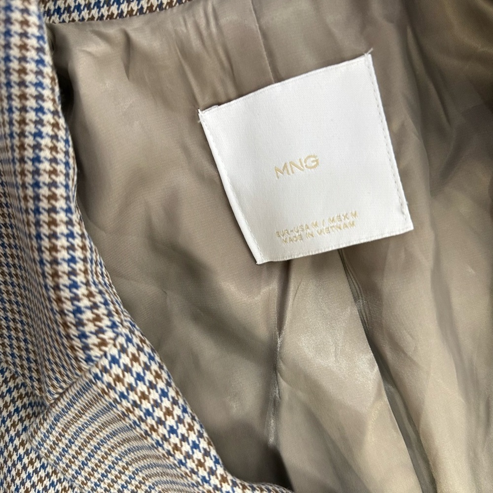 Mango Blue & Tan Houndstooth Double Breasted Blaz… - image 3